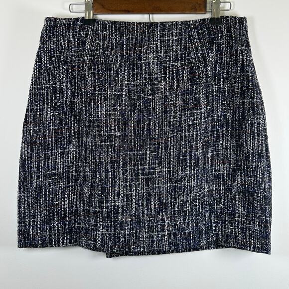 LOFT Navy Blue Faux Wrap Mini Pencil Skirt, Size 10 - Picture 2 of 7